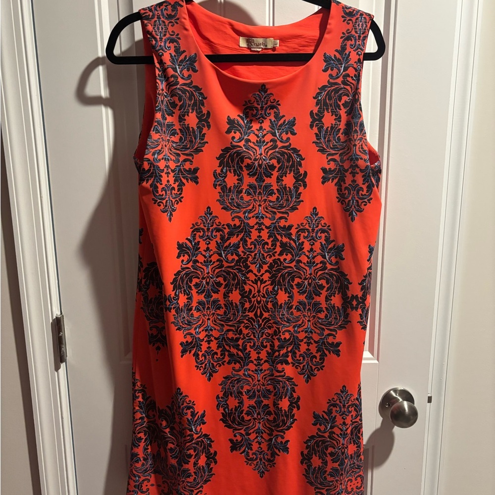 Orange and Black Sleeveless Dress